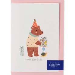 Liberty Bear Birthday Greetings Card in Katie & Millie Liberty Print by The Charming Press