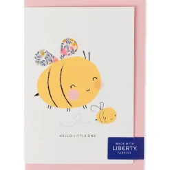 Liberty Bee New Baby Greetings Card in Wiltshire Bud Liberty Print by The Charming Press
