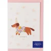 Liberty Sausage Dog Birthday Greetings Card in Wiltshire Bud Liberty Print by The Charming Press