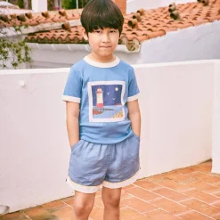 Lighthouse Collage Ringer Tee in Blueslate by Misha & Puff