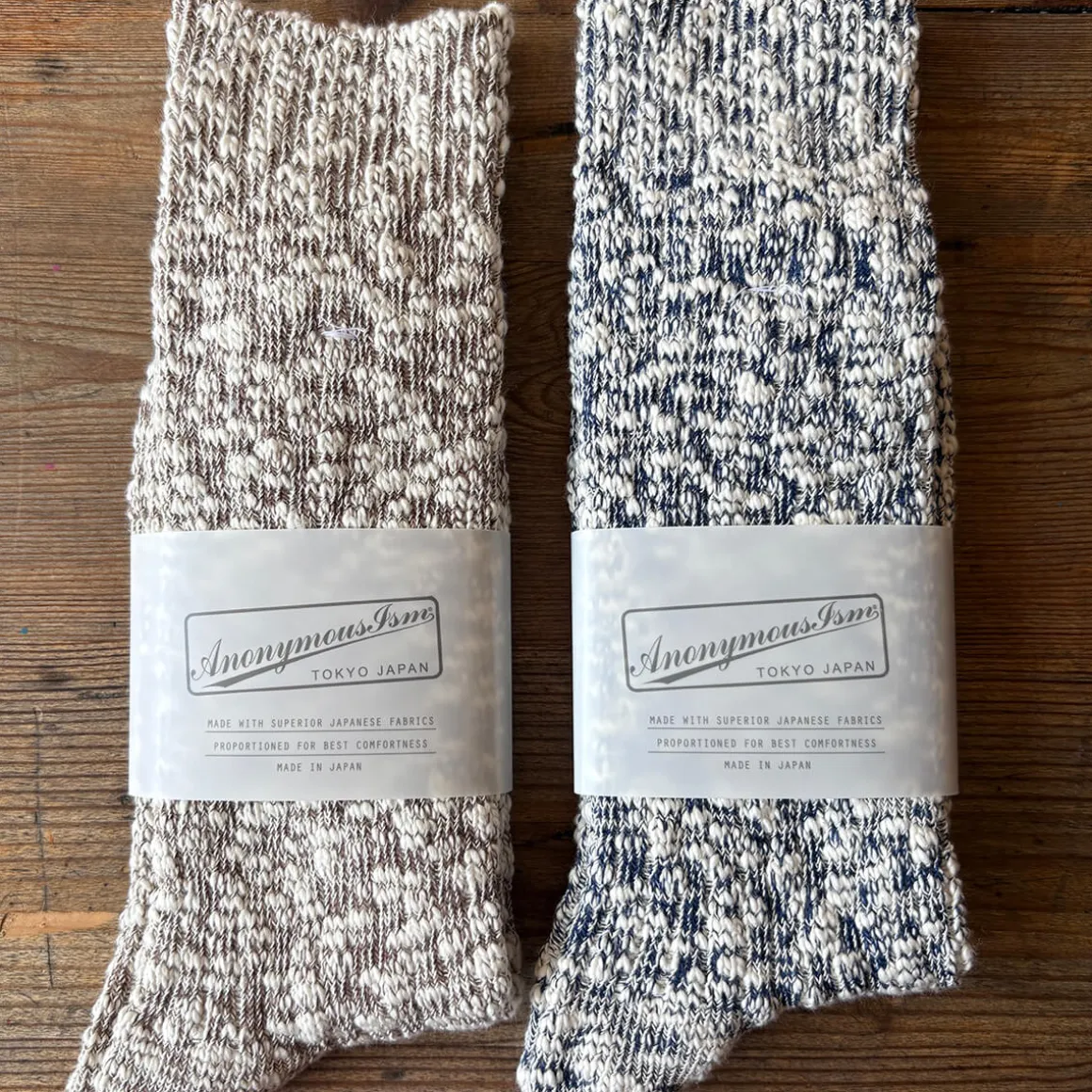 Lightweight Slub Crew Adult Socks in Navy by Anonymous Ism