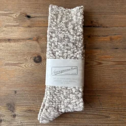 Lightweight Slub Crew Adult Socks in Beige by Anonymous Ism