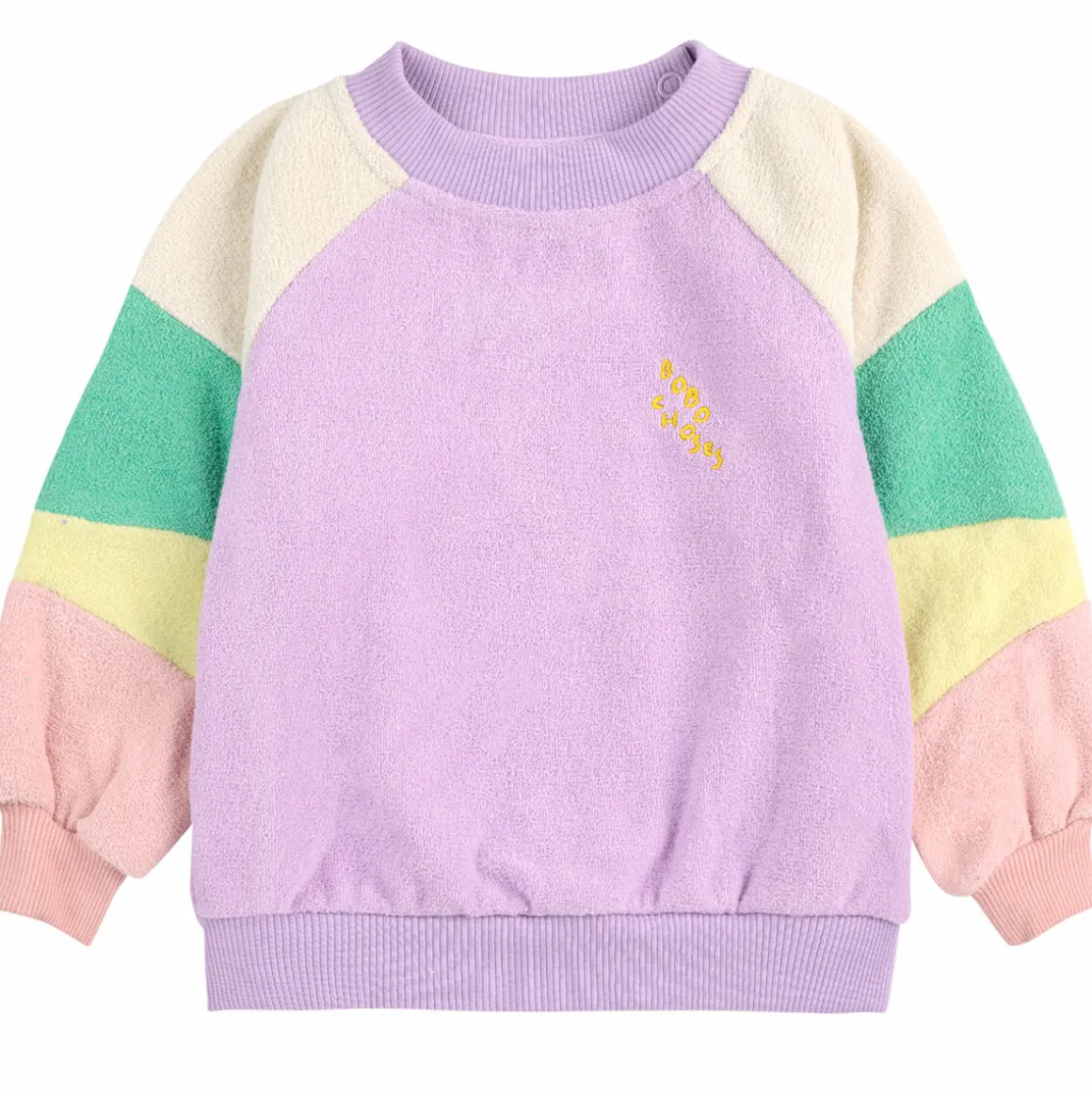 Lila Colour Block Terry Baby Sweatshirt by Bobo Choses