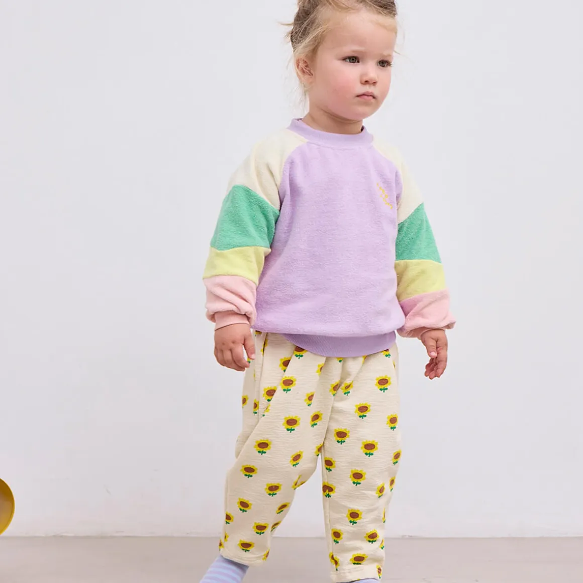 Lila Colour Block Terry Baby Sweatshirt by Bobo Choses