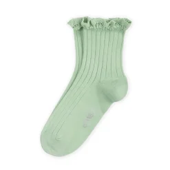 Lili Lace Trim Ribbed Ankle Socks in Verveine by Collegien