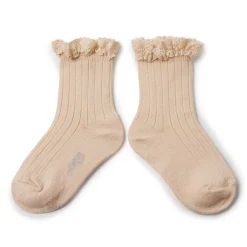 Lili Lace Trim Ribbed Ankle Socks in Sorbet by Collegien