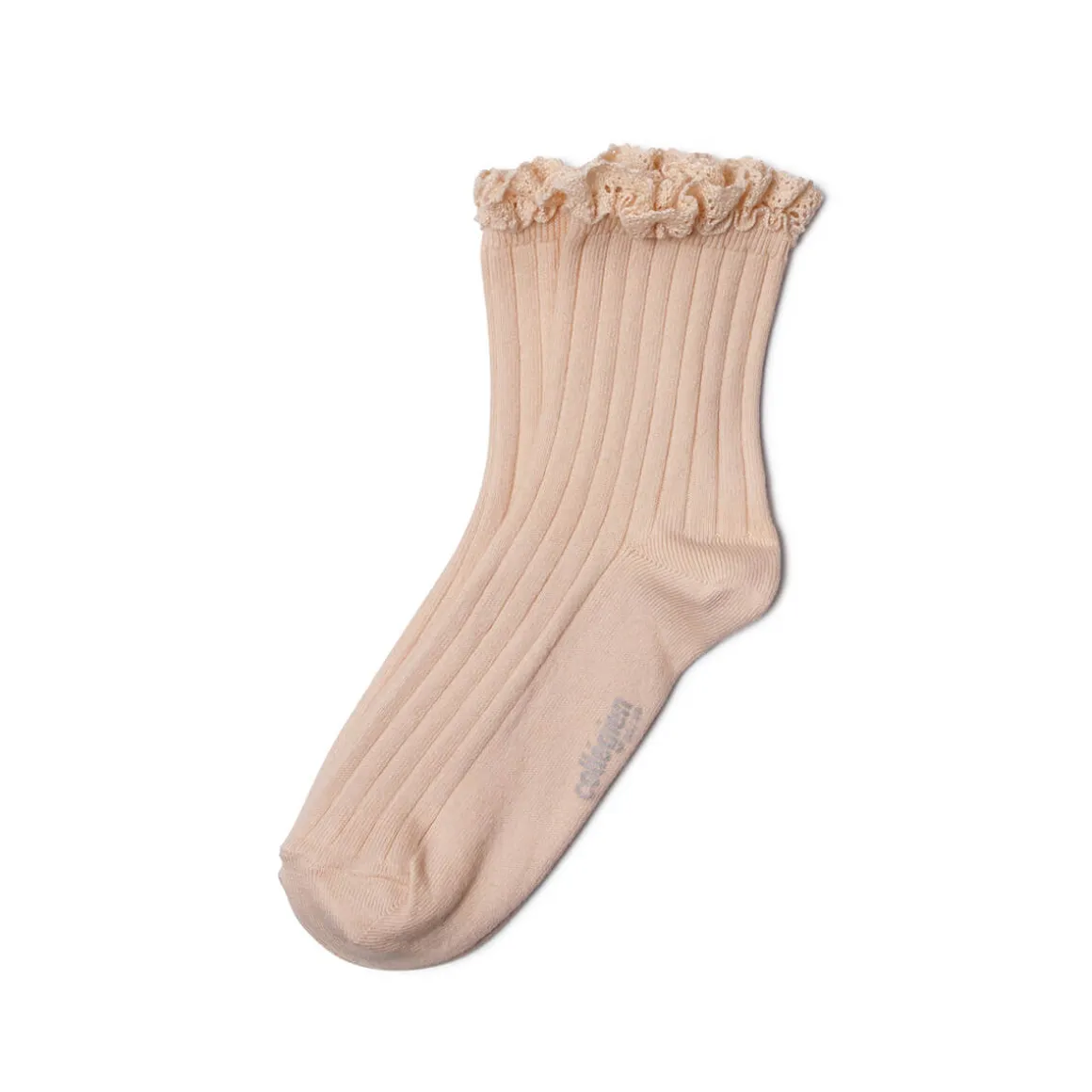 Lili Lace Trim Ribbed Ankle Socks in Sorbet by Collegien