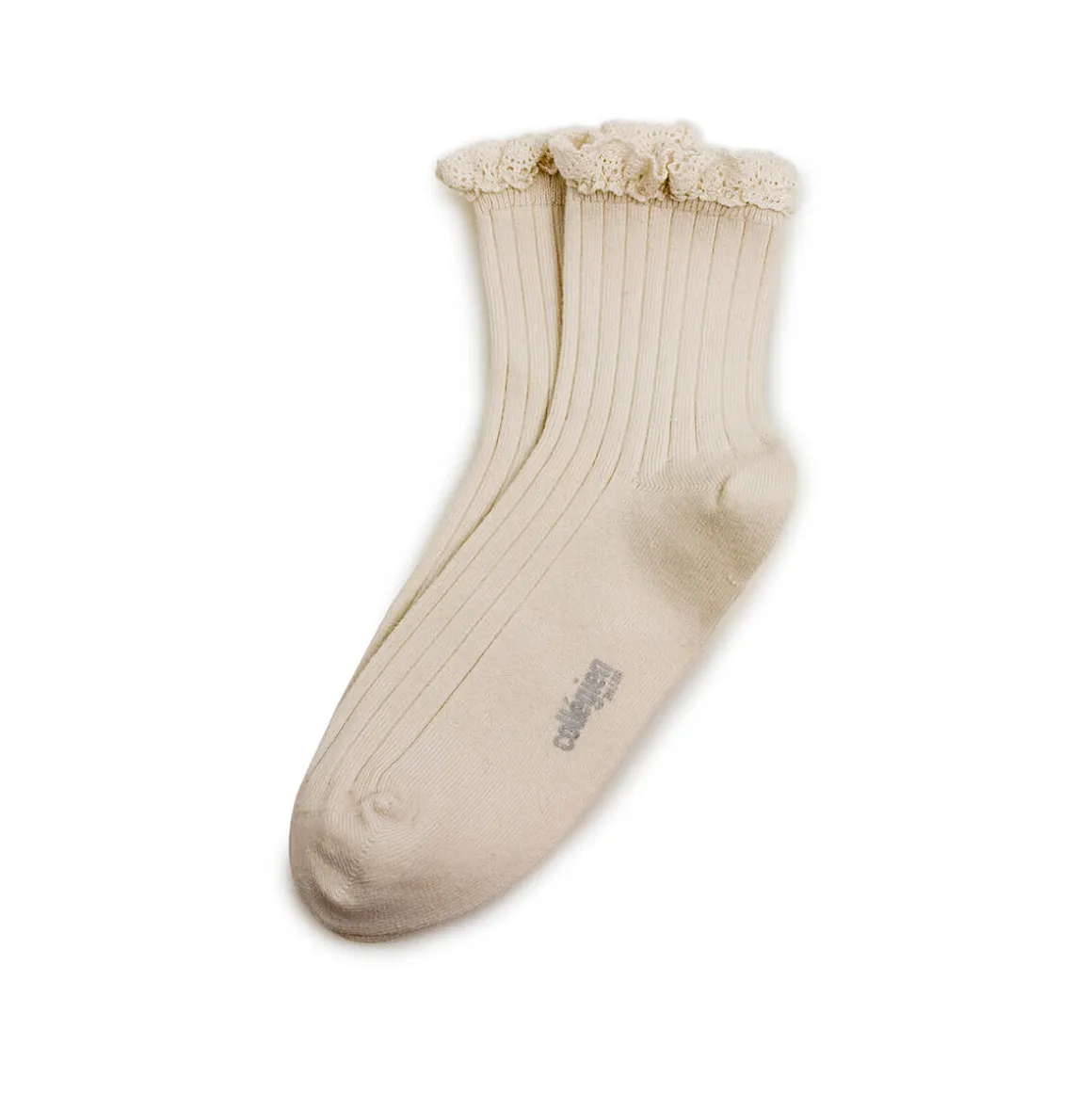 Lili Lace Trim Ribbed Ankle Socks in Doux Agneaux by Collegien