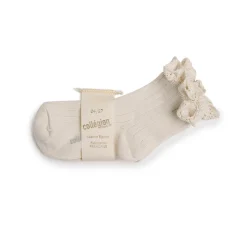 Lili Lace Trim Ribbed Ankle Socks in Doux Agneaux by Collegien