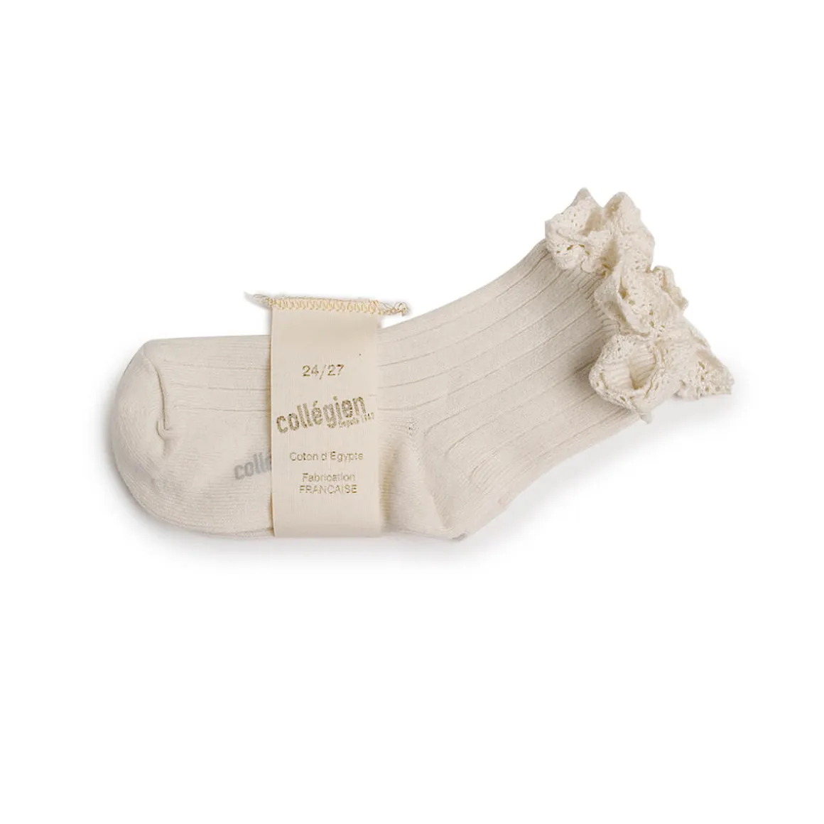 Lili Lace Trim Ribbed Ankle Socks in Doux Agneaux by Collegien