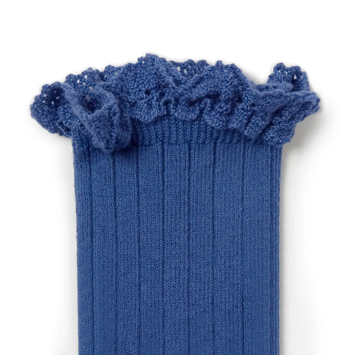 Lili Lace Trim Ribbed Ankle Socks in Bleu Saphir by Collegien