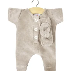 Lili Romper and Headband Set (28cm Doll) in Pearl Grey Velour by Minikane