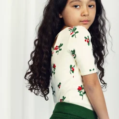 Lingonberries AOP Ballet T Shirt in Off White by Mini Rodini