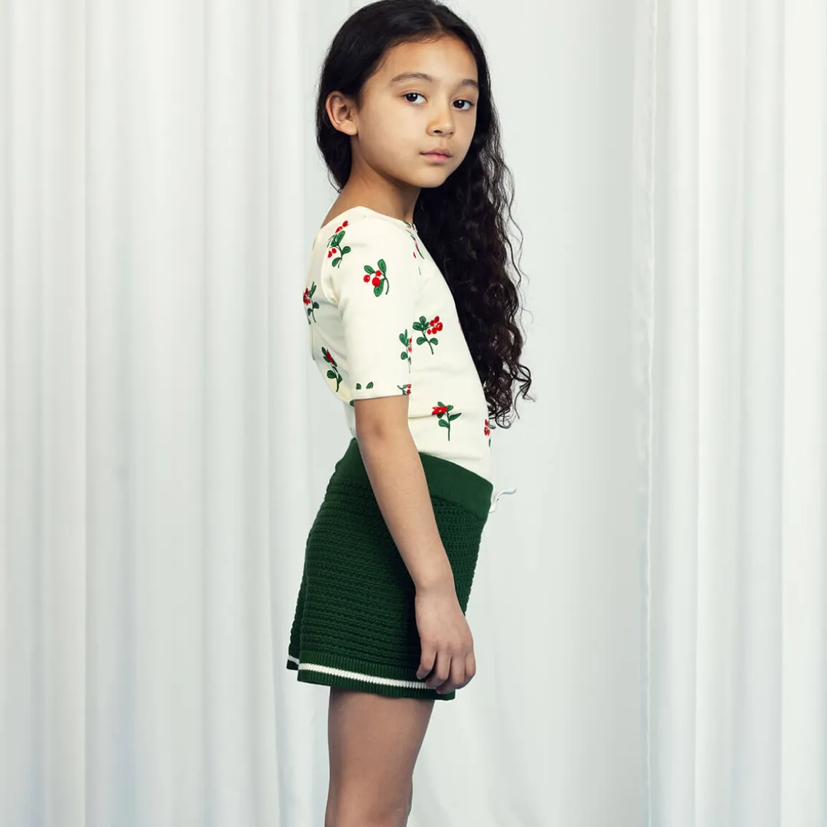 Lingonberries AOP Ballet T Shirt in Off White by Mini Rodini