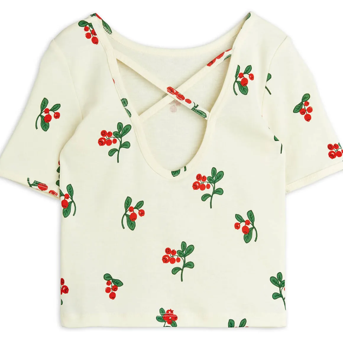 Lingonberries AOP Ballet T Shirt in Off White by Mini Rodini