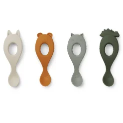 Liva Silicone Spoons in Hunter Green Multi Mix by Liewood (4 Pack)