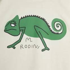 Lizard Print T Shirt in Off White by Mini Rodini