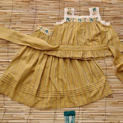 Long Skirt in Curry Transat Stripe by Bonjour