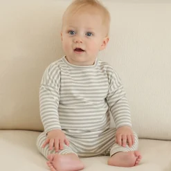Long Sleeve Tee in Sage Stripe by Quincy Mae