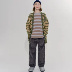 Long Sleeve T-Shirt in Dapple Grey and Bark Stripe by Main Story - Last One In Stock - 6 Years