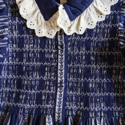 Long Tunique in Jacquard Blue Mattress Stripe by Bonjour