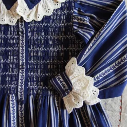 Long Tunique in Jacquard Blue Mattress Stripe by Bonjour