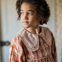 Lottie Dress in Russet Seersucker Gingham by Little Cotton Clothes - Last Ones In Stock - 5-7 Years