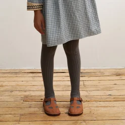 Louise Ribbed Tights in Gris Galet by Collegien
