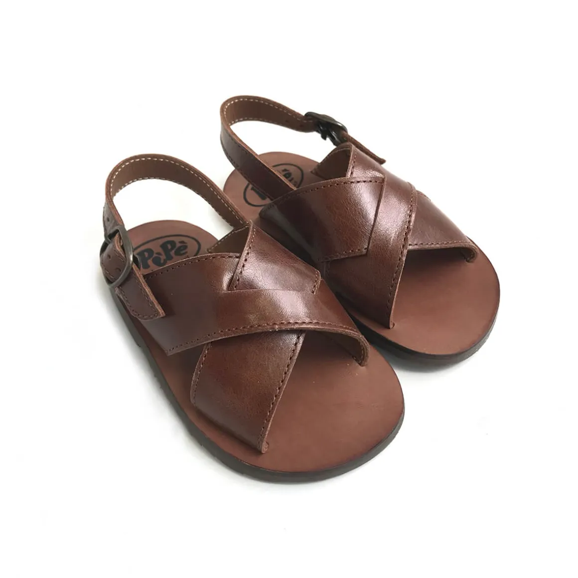 Luca Crossover Strap Sandals in Cacao by PèPè