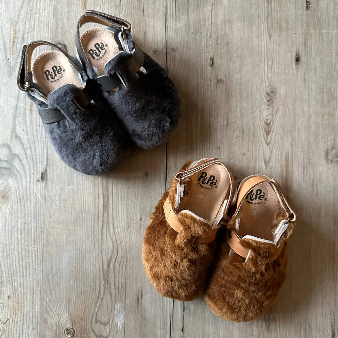 Lucio Shearling Clogs in Cuoio Brown by PèPè