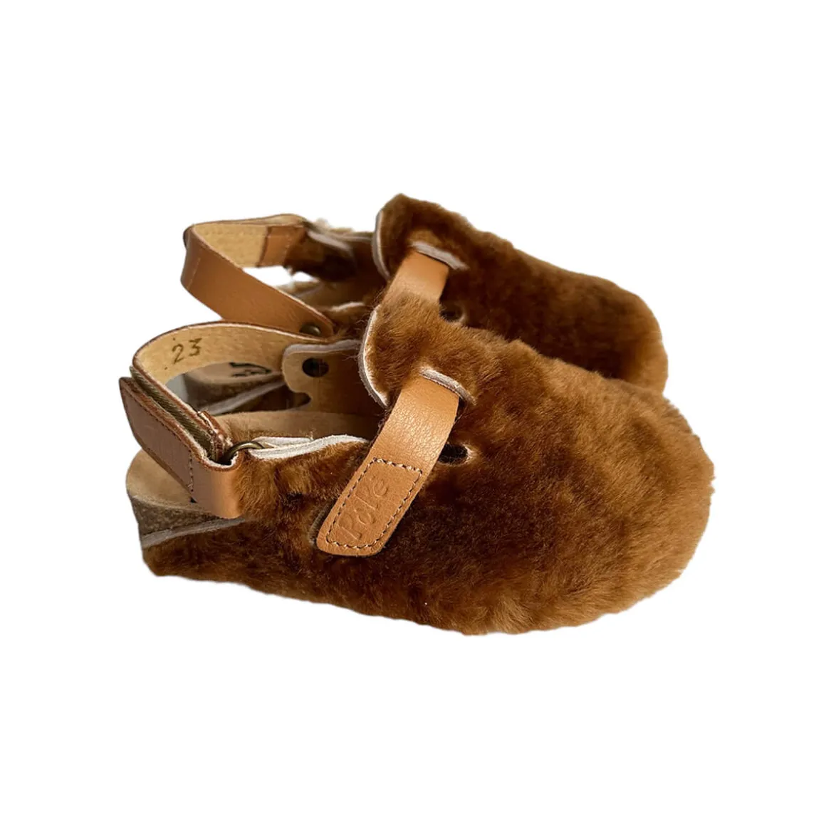 Lucio Shearling Clogs in Cuoio Brown by PèPè