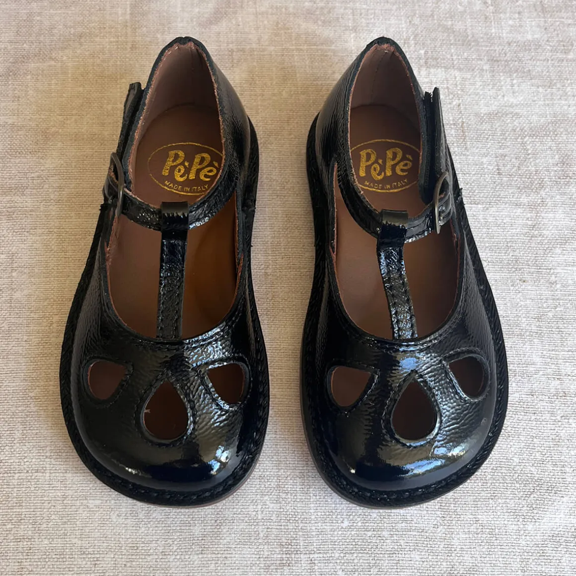 Lucy Cut Out Sandals in Black Patent by PèPè