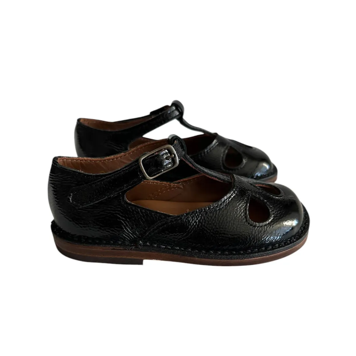 Lucy Cut Out Sandals in Black Patent by PèPè