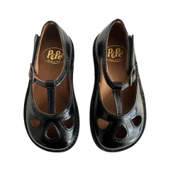 Lucy Cut Out Sandals in Black Patent by PèPè