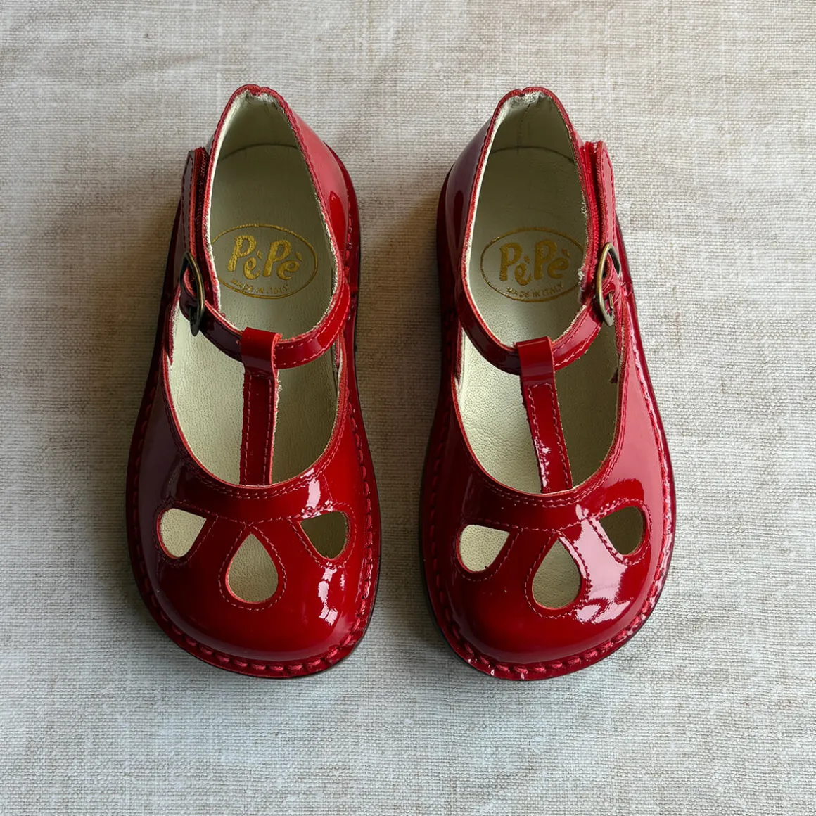 Lucy Cut Out Sandals in Red Patent by PèPè