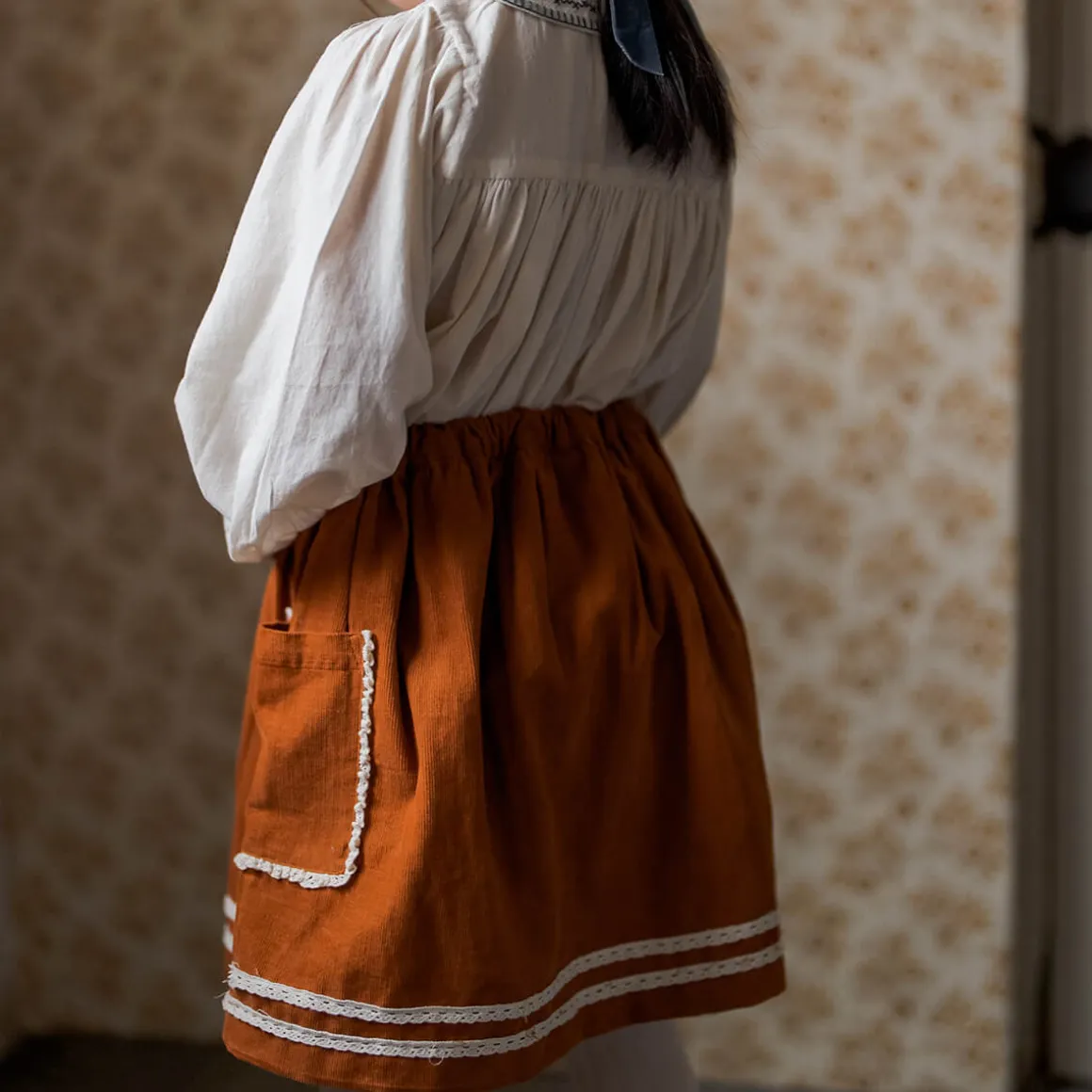 Margot Skirt in Russet Corduroy by Little Cotton Clothes - Last One In Stock - 4-6 Years