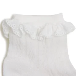 Marie-Antoinette Pointelle Ankle Socks in Blanc Neige by Collegien