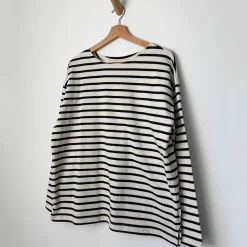 Marseille Boat Neck Top in Navy Stripe by Le Bon Shoppe