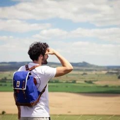 Matra Mini Leather Backpack in Blue by YKRA