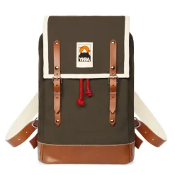 Matra Mini Leather Backpack in Khaki by YKRA