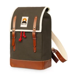 Matra Mini Leather Backpack in Khaki by YKRA