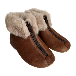 Matt Fur Trim Booties in Brown by PèPè