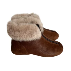 Matt Fur Trim Booties in Brown by PèPè
