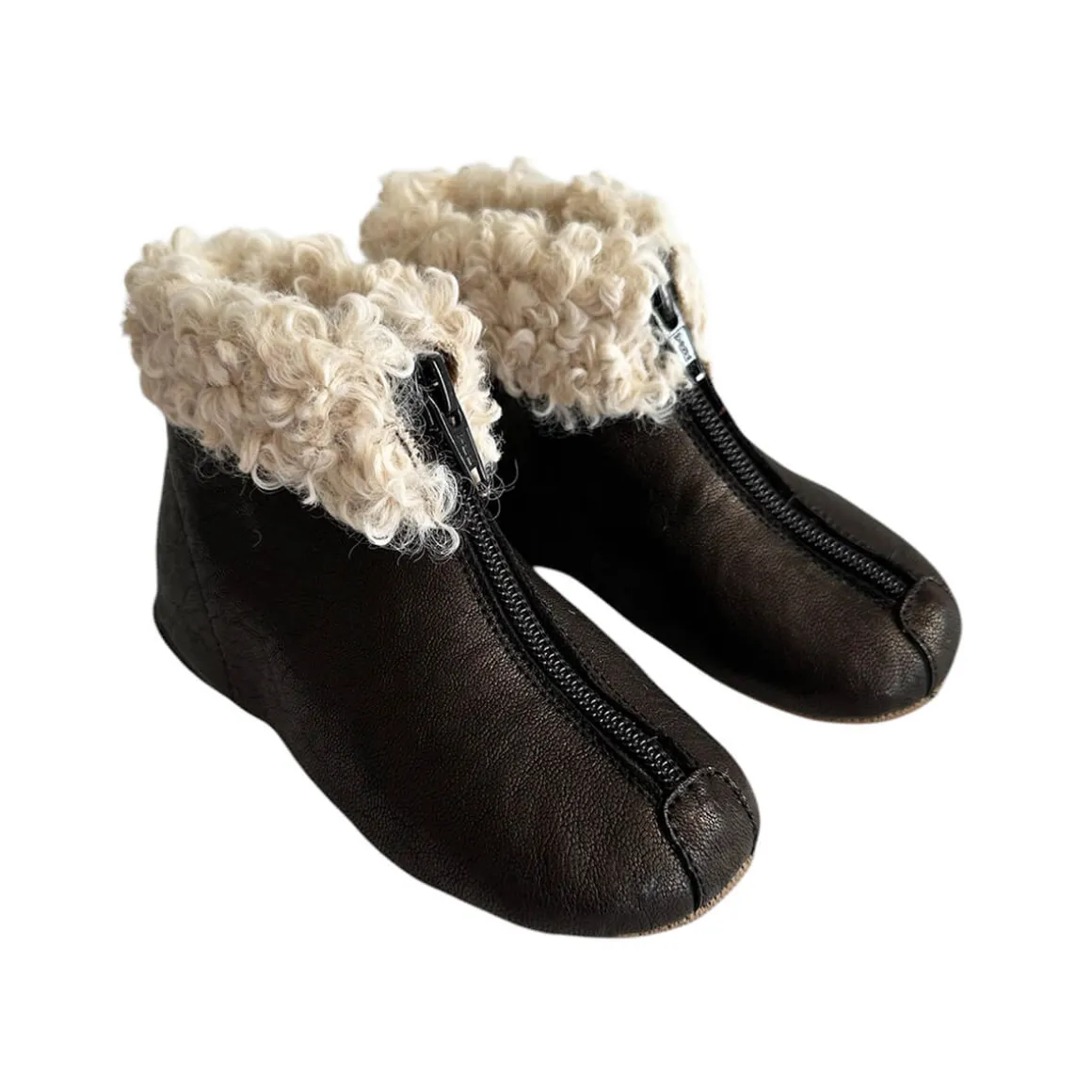 Matt Sheepskin Trim Booties in Black by PèPè
