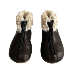 Matt Sheepskin Trim Booties in Black by PèPè