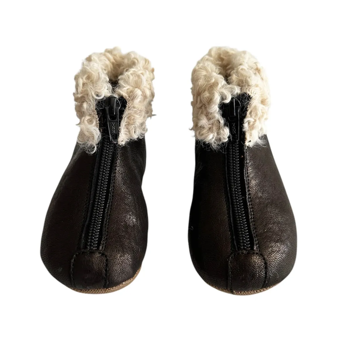 Matt Sheepskin Trim Booties in Black by PèPè