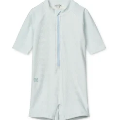 Max Shortsleeve Swim Jumpsuit in Pure Sky / Creme De La Creme by Liewood