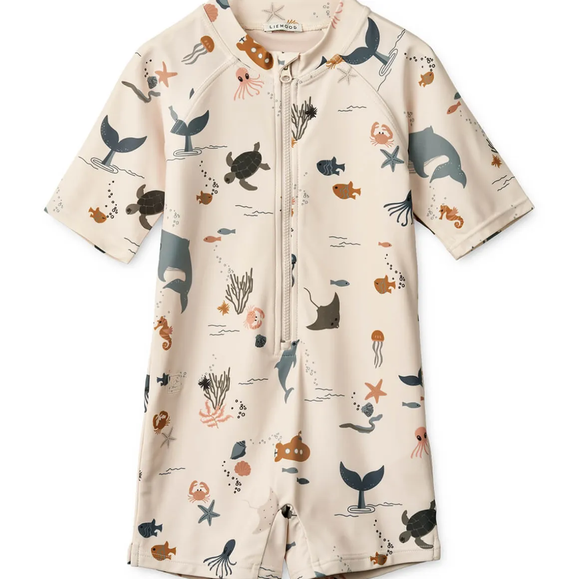 Max Shortsleeve Swim Jumpsuit in Sea Creature / Sandy by Liewood