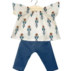 Mazarine Outfit (34cm Doll) in Nordic Flowers Print / Navy Blue by Minikane