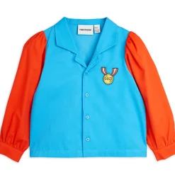 Medal Embroidered Woven Blouse in Red / Blue by Mini Rodini